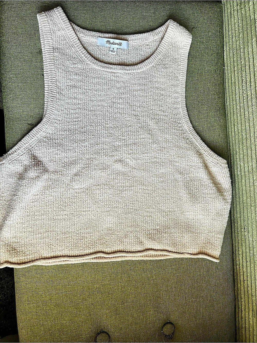 Madewell Ribbed Cropped Tank Cream Size Medium
